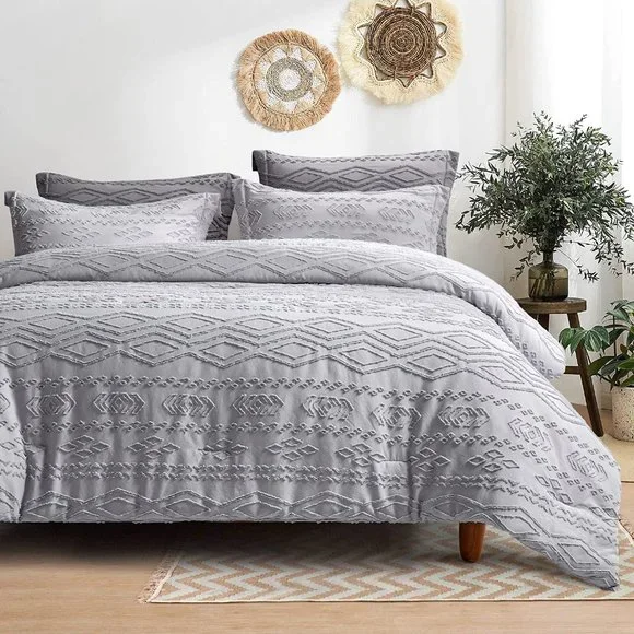 New Comforter Set - Boho Bedding Set, Light Grey Soft Fashion Luxury Bed…